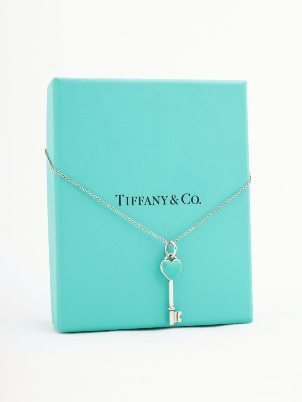 Tiffany & Co. Sterling Silver Enamel Heart-Key Necklace